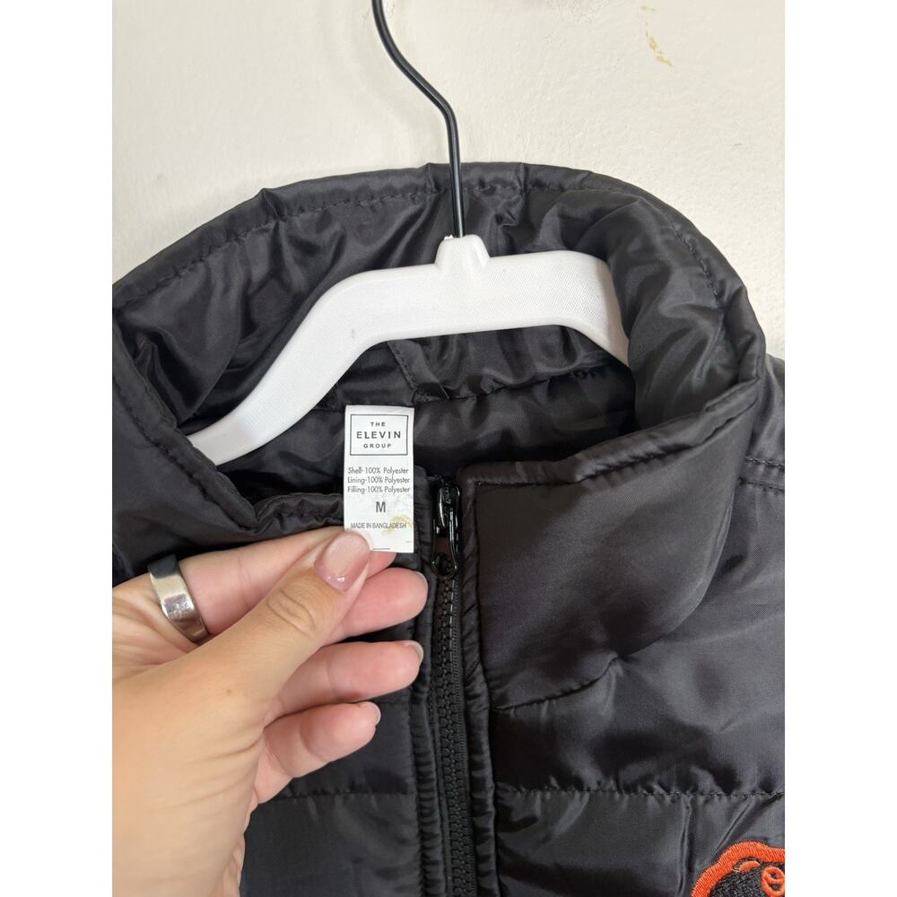 Baltimore Orioles Puffer Vest Mens M Black The Elevin Group Full Zip Logo MLB - Picture 2 of 6